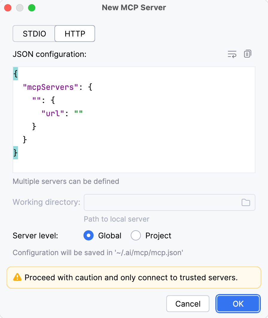 Connect to the server over HTTP