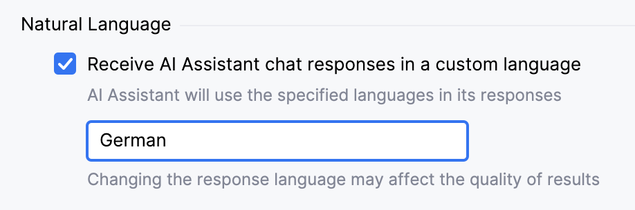 Specify chat response language