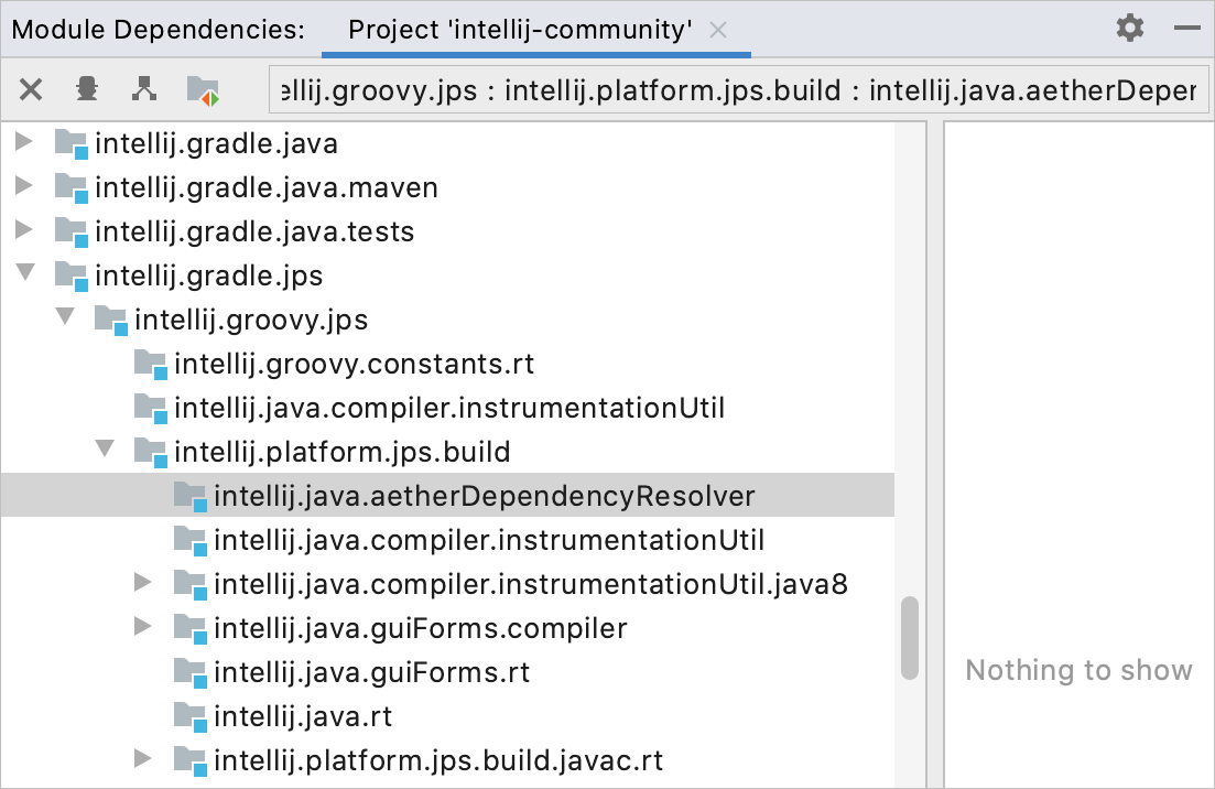 Module Dependencies tool window Module Dependencies tool window
