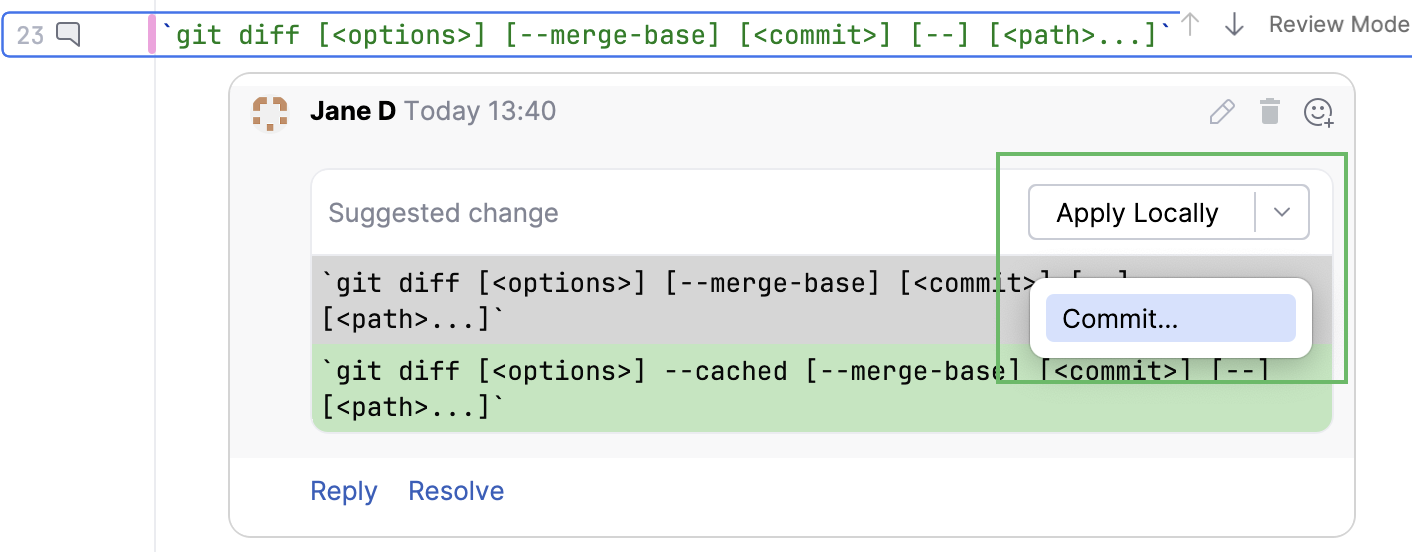 在本地应用 GitHub 建议的更改 在本地应用 GitHub 建议的更改