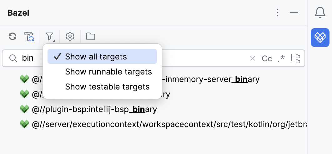 The resync popup and the Bazel tool window The resync popup and the Bazel tool window