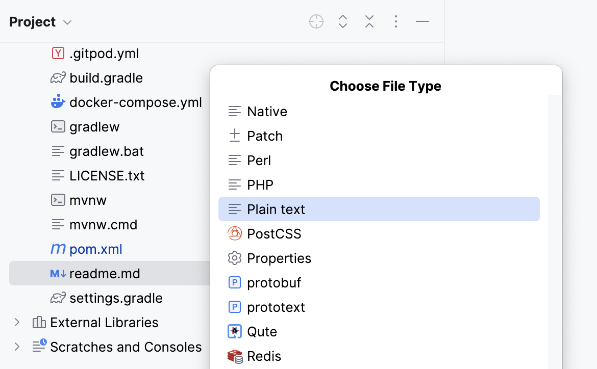 IntelliJ IDEA: Changing the file type from Project tool window IntelliJ IDEA: Changing the file type from Project tool window
