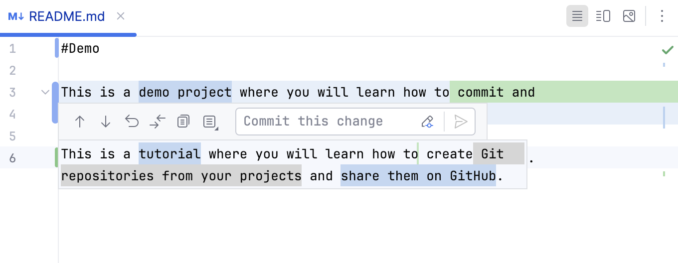 Colored change markers Colored change markers