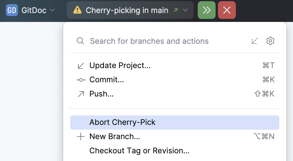 Cherry pick operation status