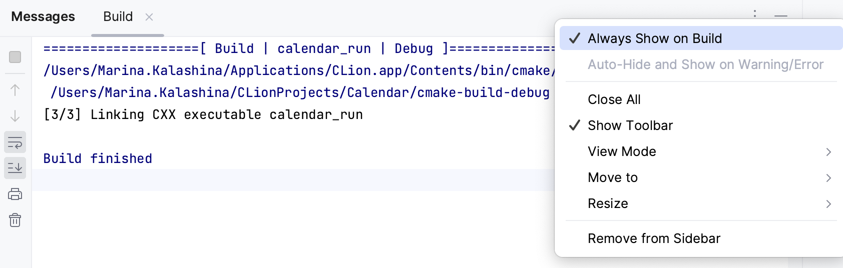 Messages tool window Messages tool window