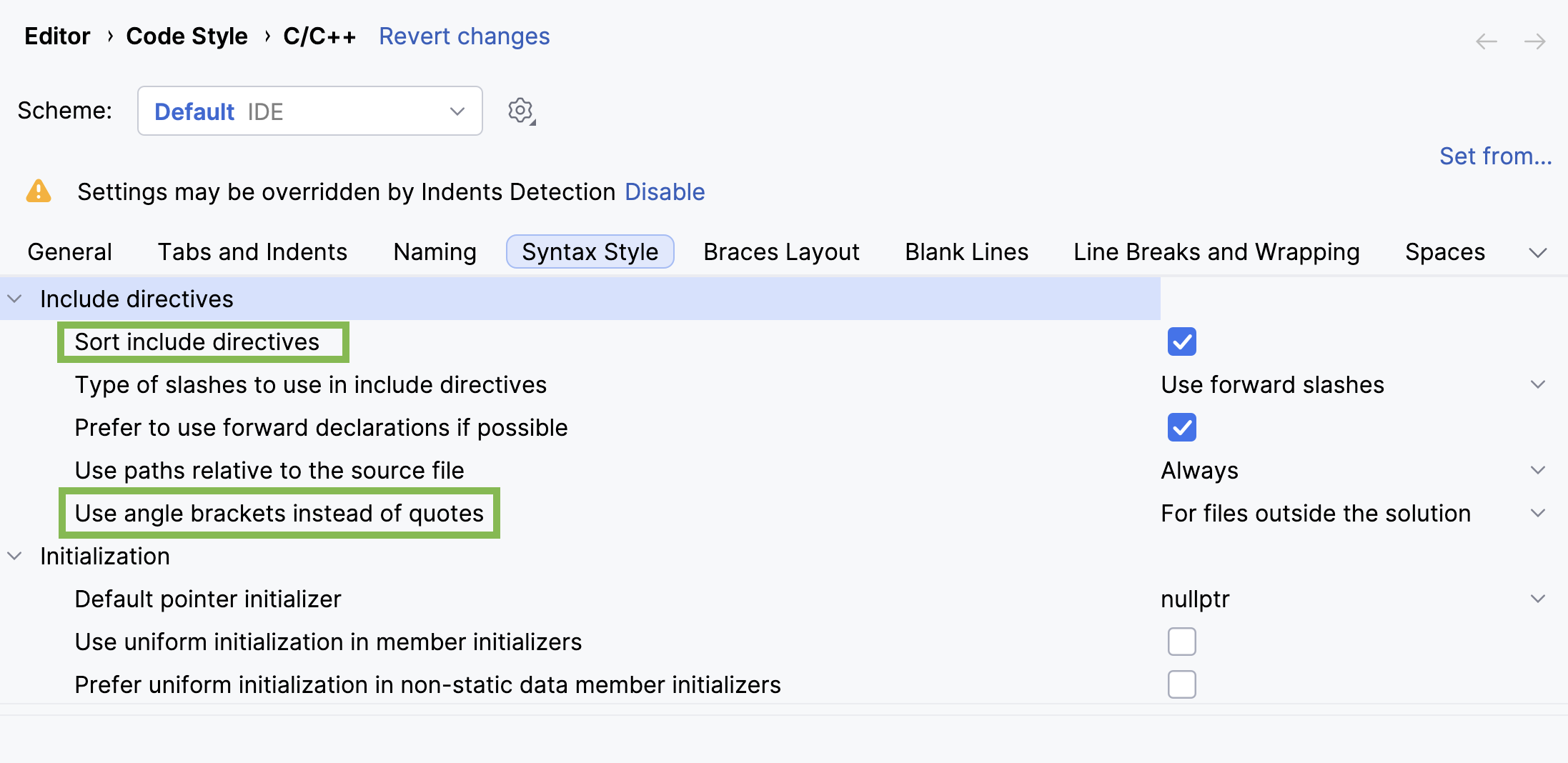 Auto-import syntax style options