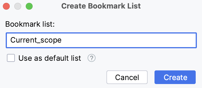 Naming a list of bookmarks Naming a list of bookmarks