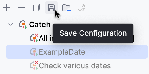 Saving a temporary test configuration Saving a temporary test configuration