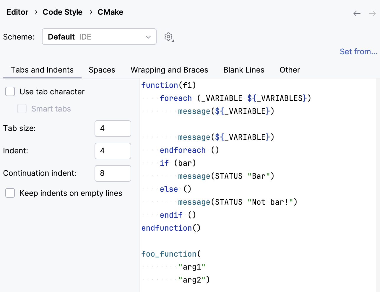 CMake 代码样式设置 CMake 代码样式设置