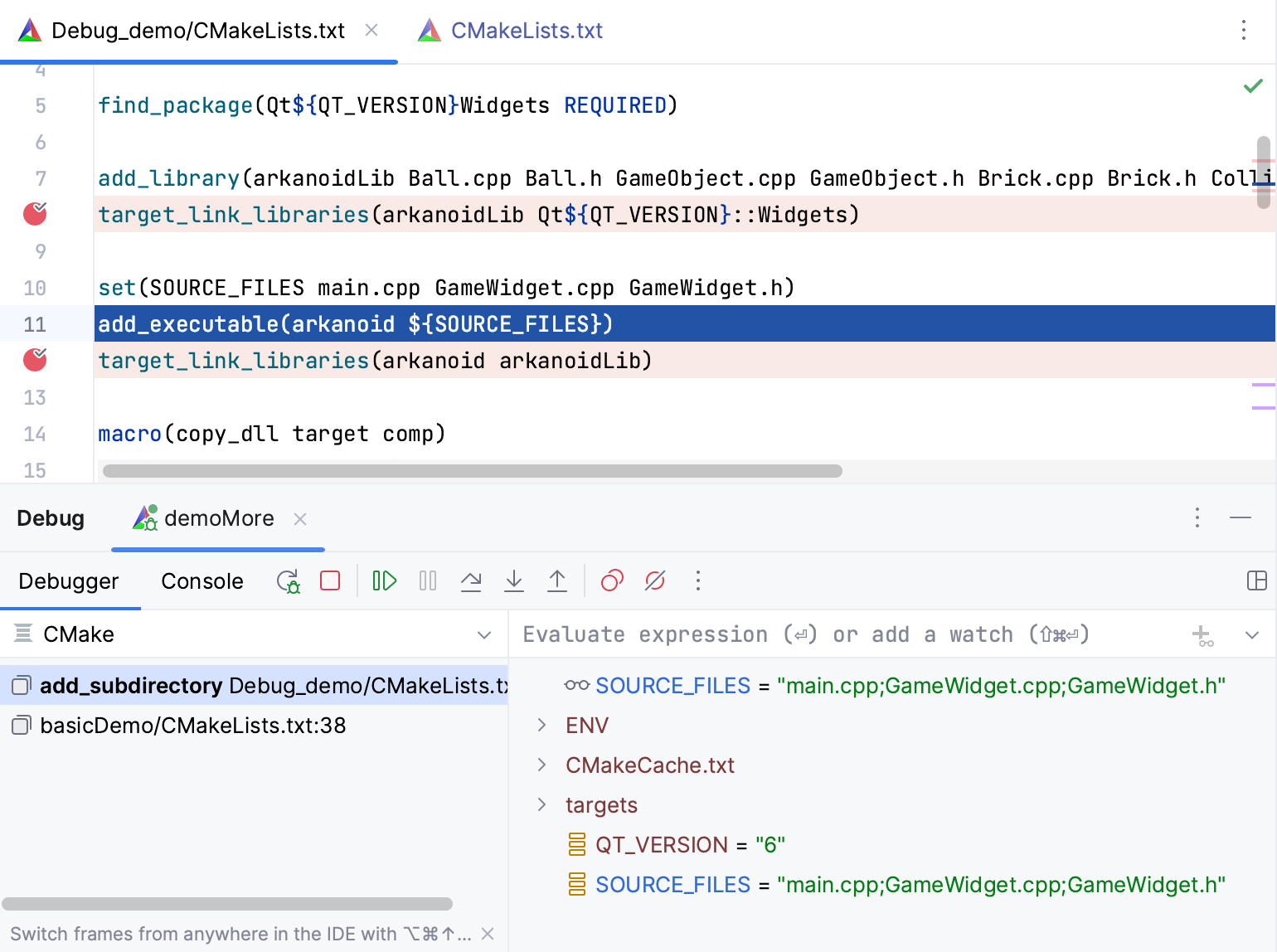 Debug session example Debug session example