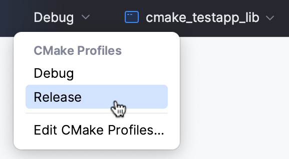 配置切换器中的 CMake 配置文件 配置切换器中的 CMake 配置文件