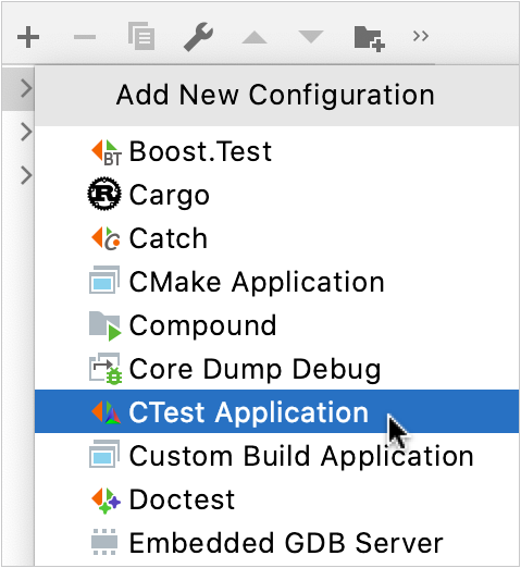 Adding a CTest Application configuration Adding a CTest Application configuration