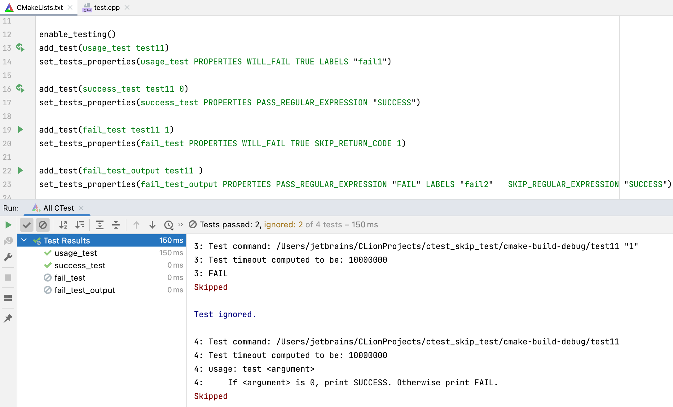 Skipping tests Skipping tests