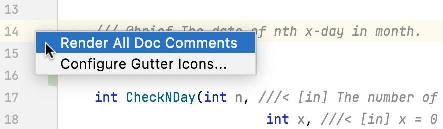 为所有 Doxygen 注释启用渲染视图