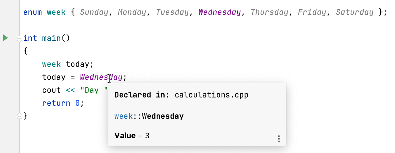 Enum values Enum values