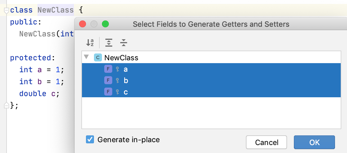 Generate getters and setters Generate getters and setters