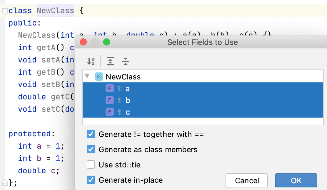 Generate equality operators Generate equality operators