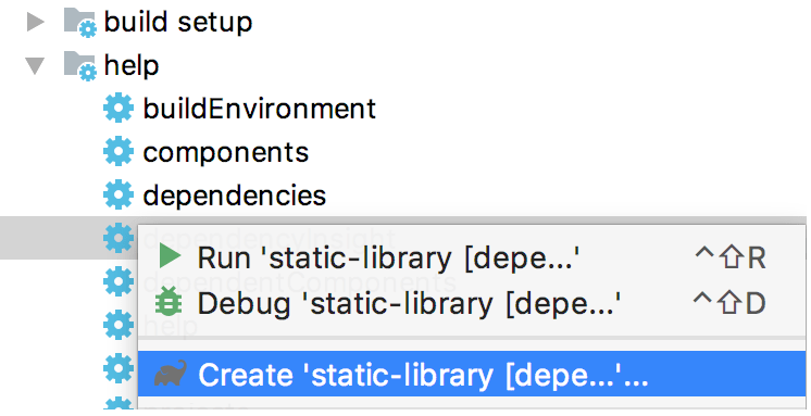 Run Gradle task Run Gradle task