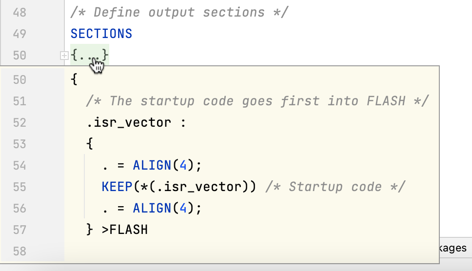 链接脚本中的代码折叠 链接脚本中的代码折叠