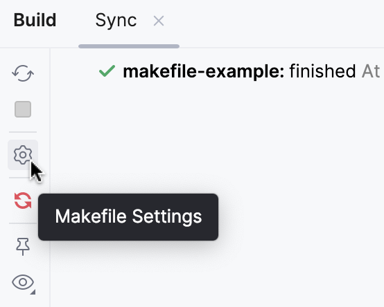 从构建工具窗口访问 Makefile 设置 从构建工具窗口访问 Makefile 设置