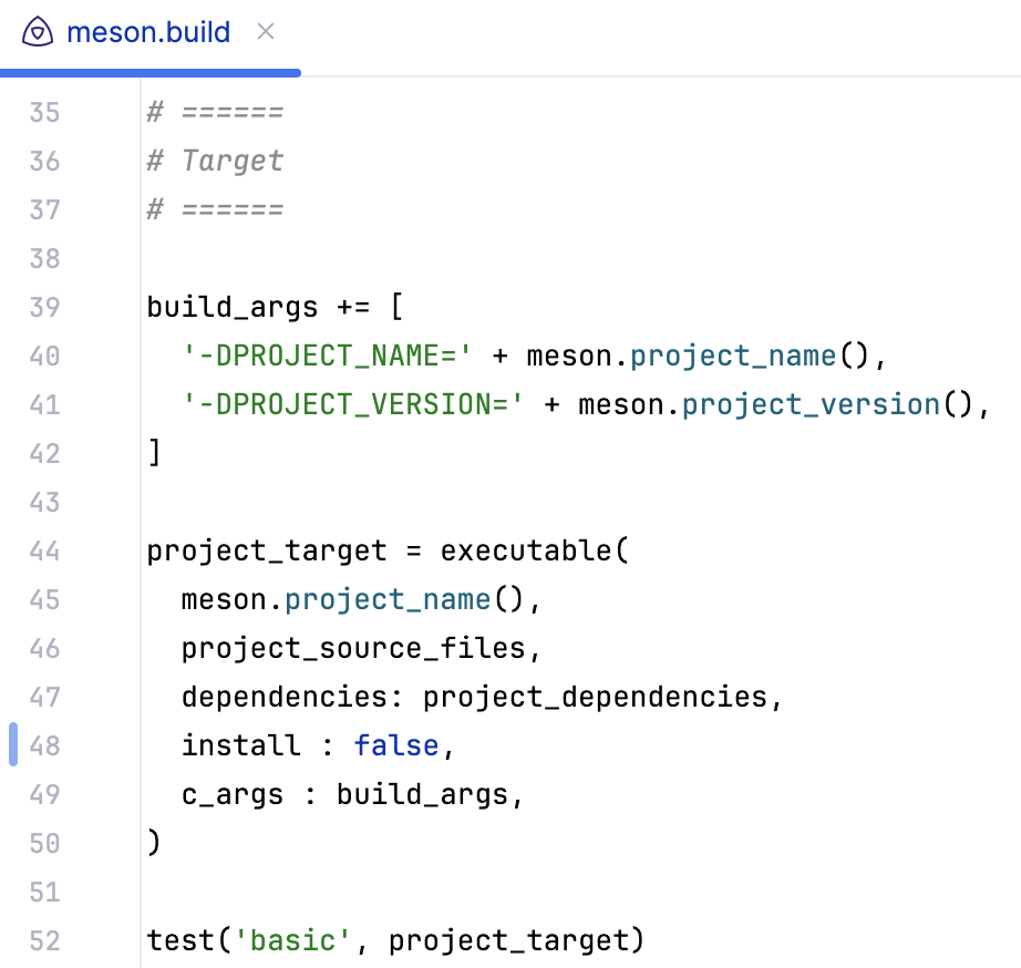 Highlighting in meson.build Highlighting in meson.build