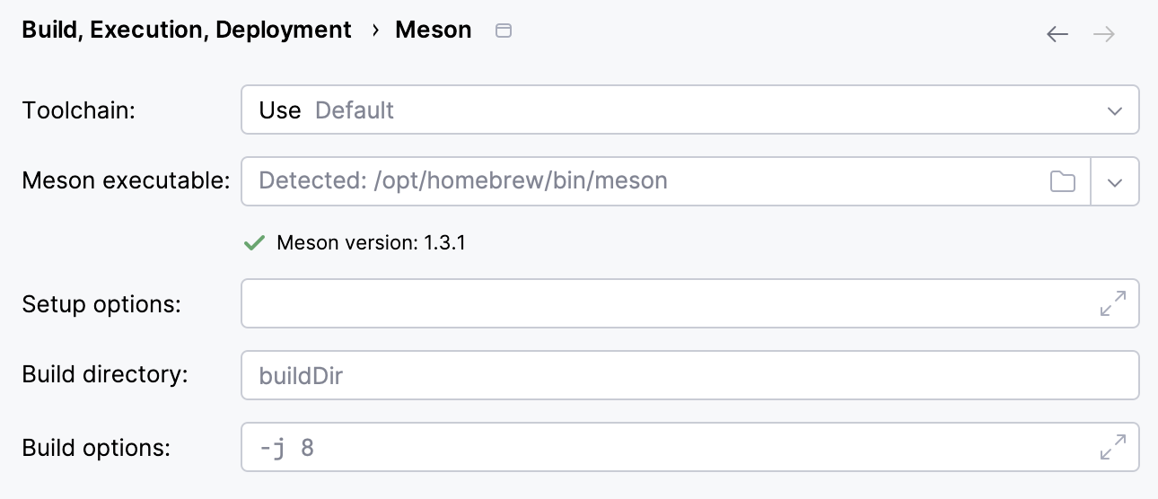 Meson settings Meson settings