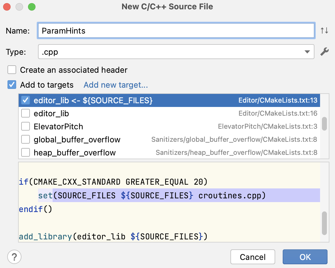 Adding a new source file Adding a new source file