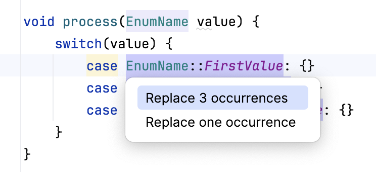 Introduce Using Enum multiple occurrences Introduce Using Enum multiple occurrences