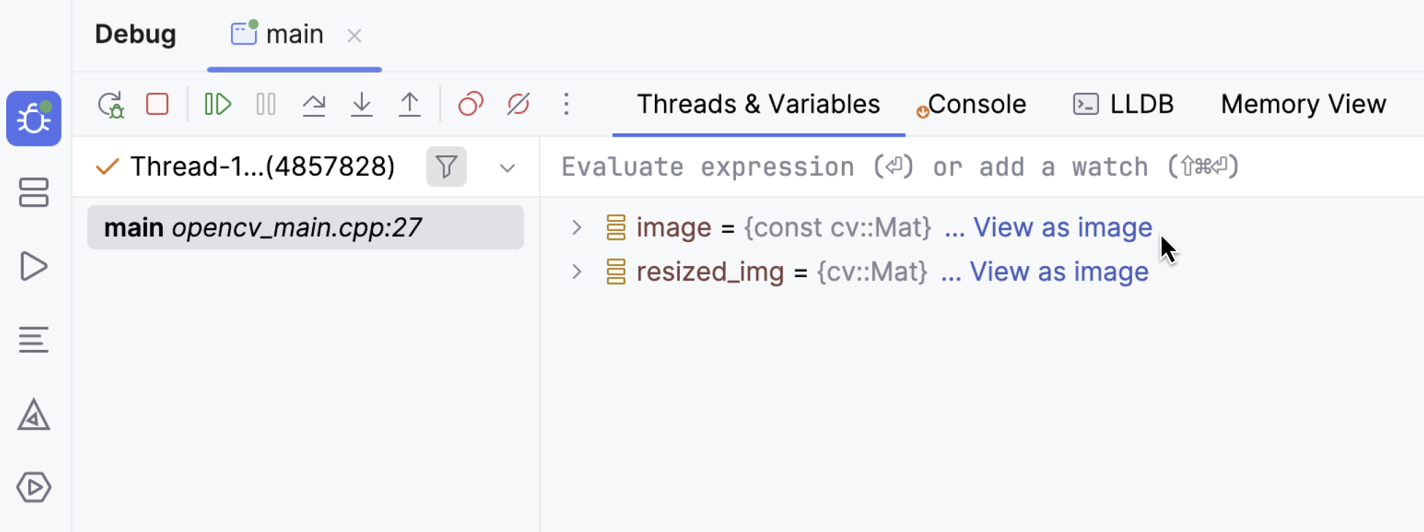查看 OpenCV 变量 查看 OpenCV 变量