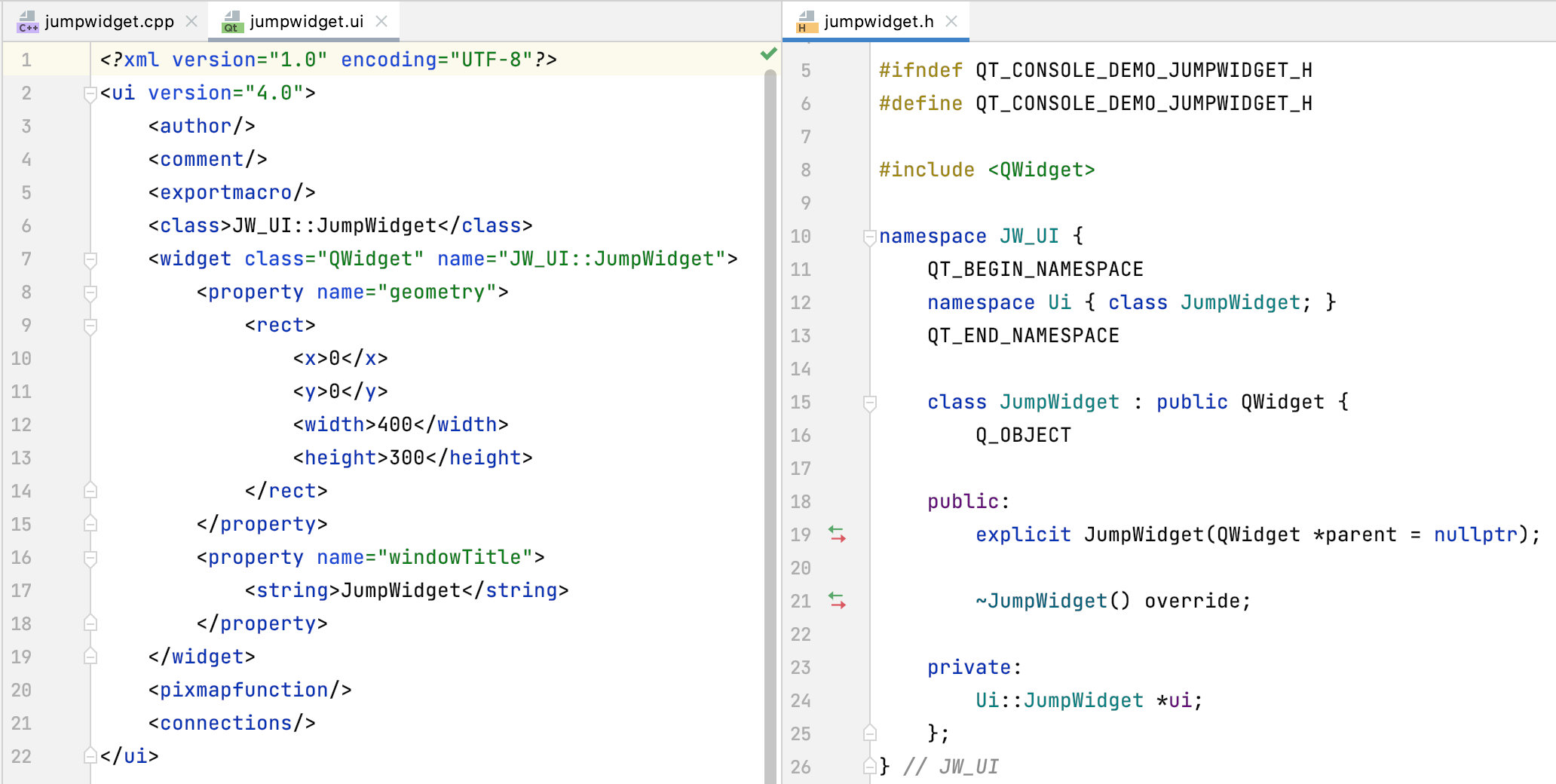 Files generated for a new Qt UI class Files generated for a new Qt UI class