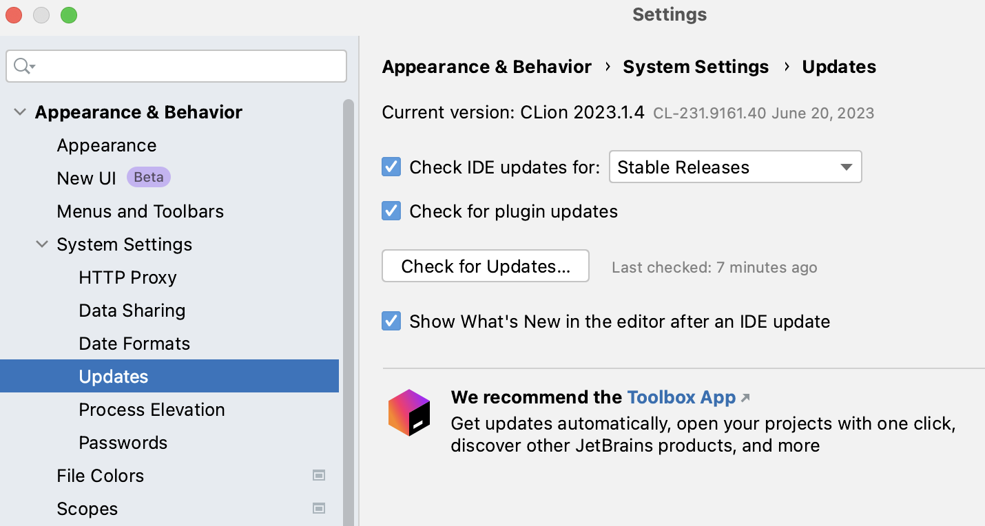 Update settings Update settings