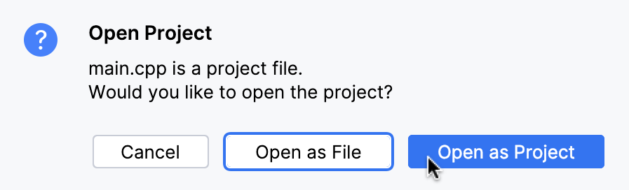 Opening a file as project Opening a file as project