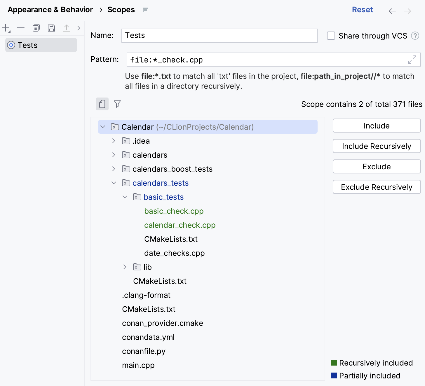 The Tests scope The Tests scope
