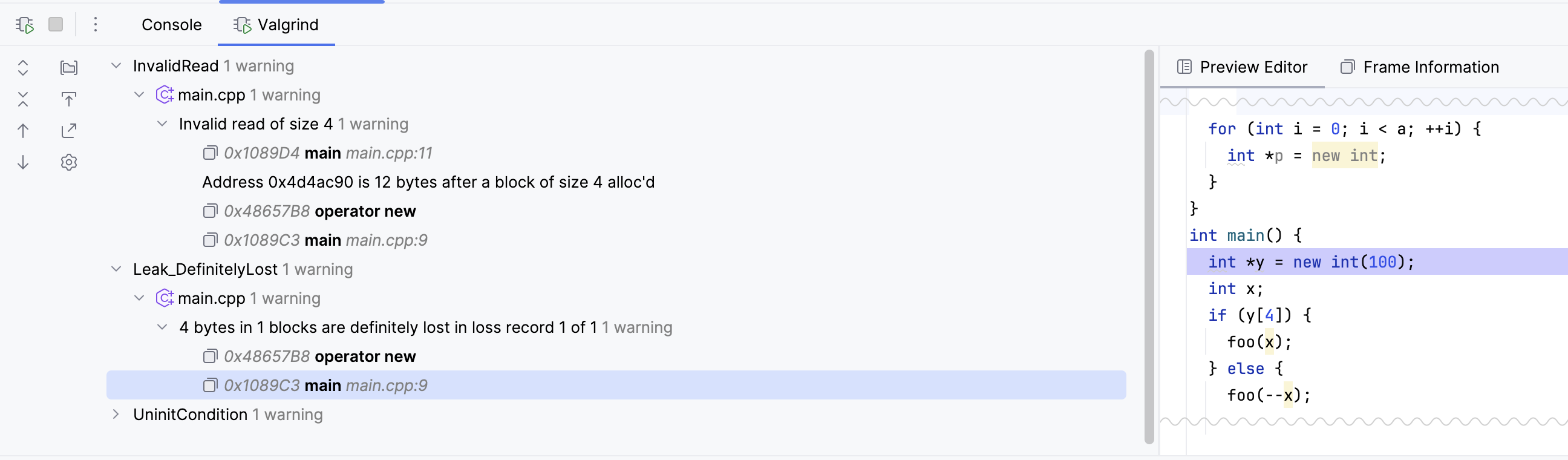 Valgrind Memcheck 输出 Valgrind Memcheck 输出