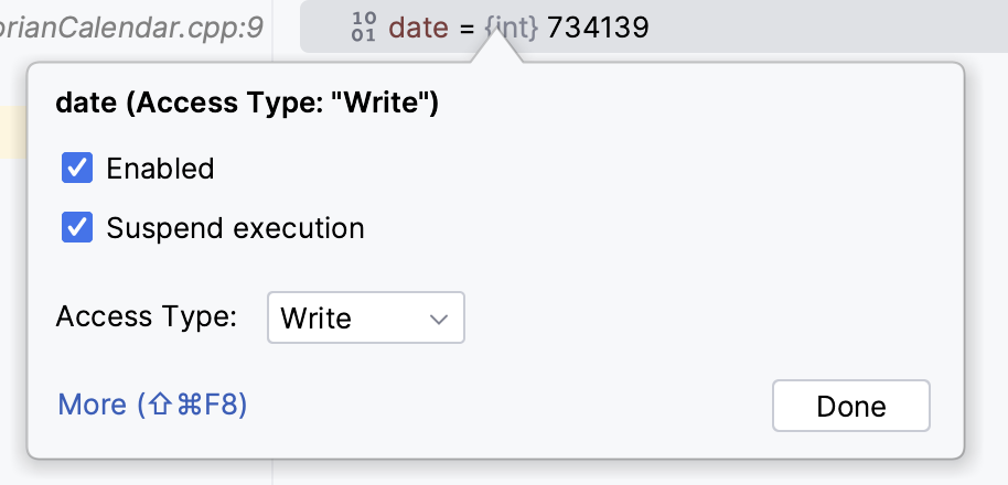 Configuring a watchpoint Configuring a watchpoint