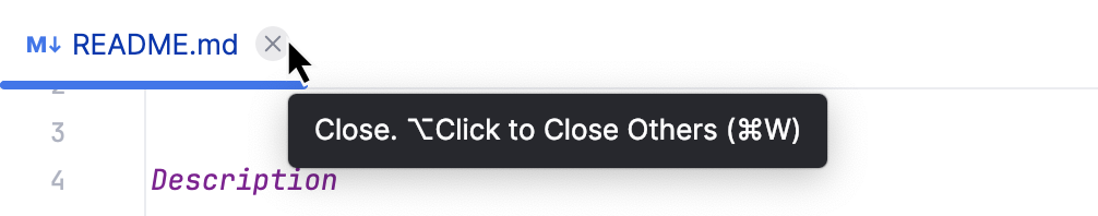 The example of using the Close Others option The example of using the Close Others option