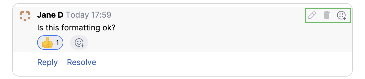 A comment with a thumbs-up reaction