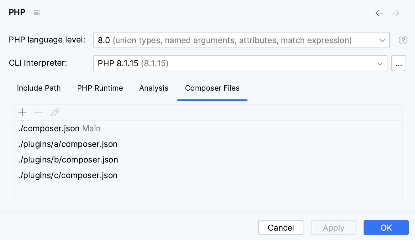 Composer Files tab Composer Files tab