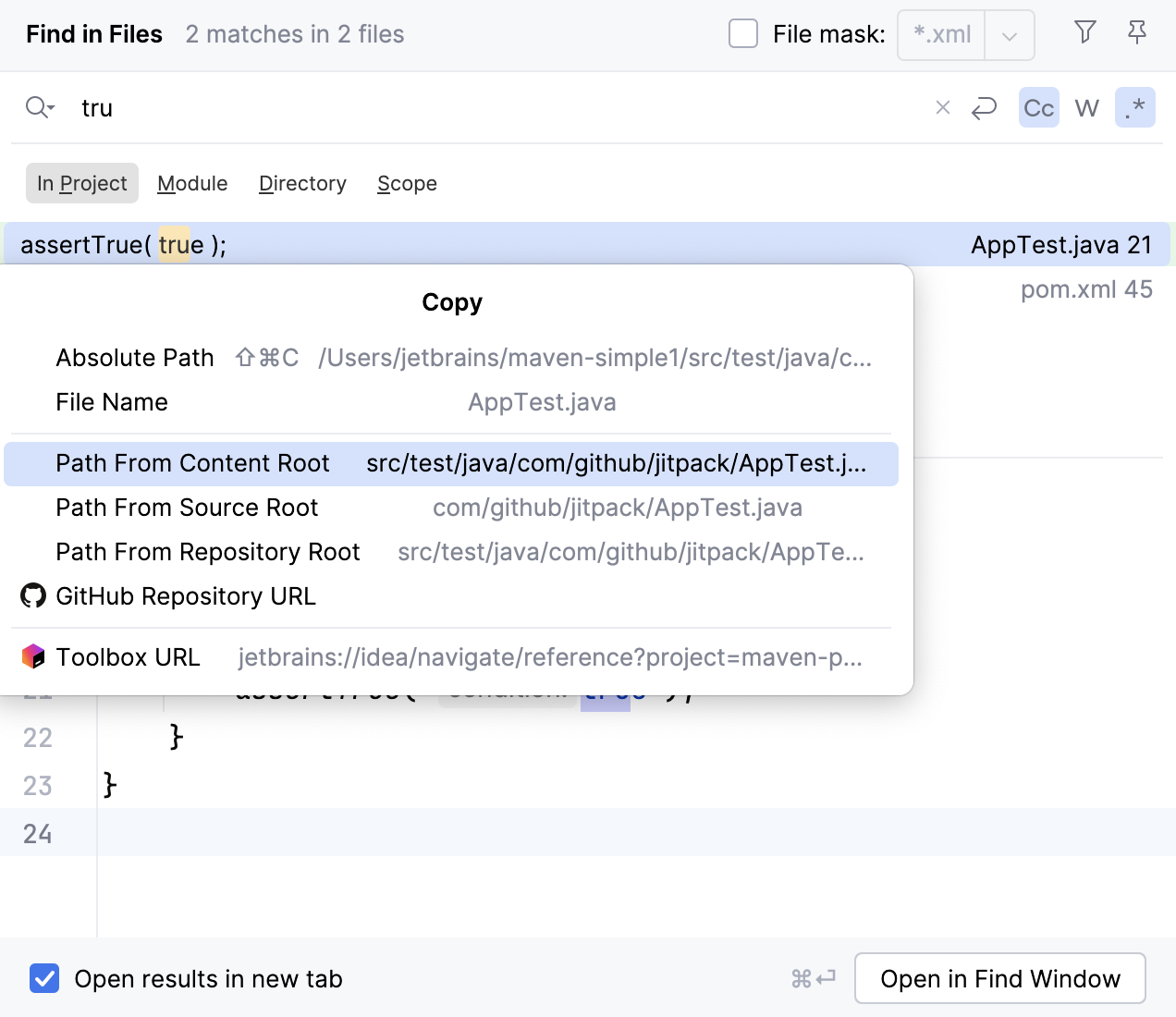 the Copy window the Copy window