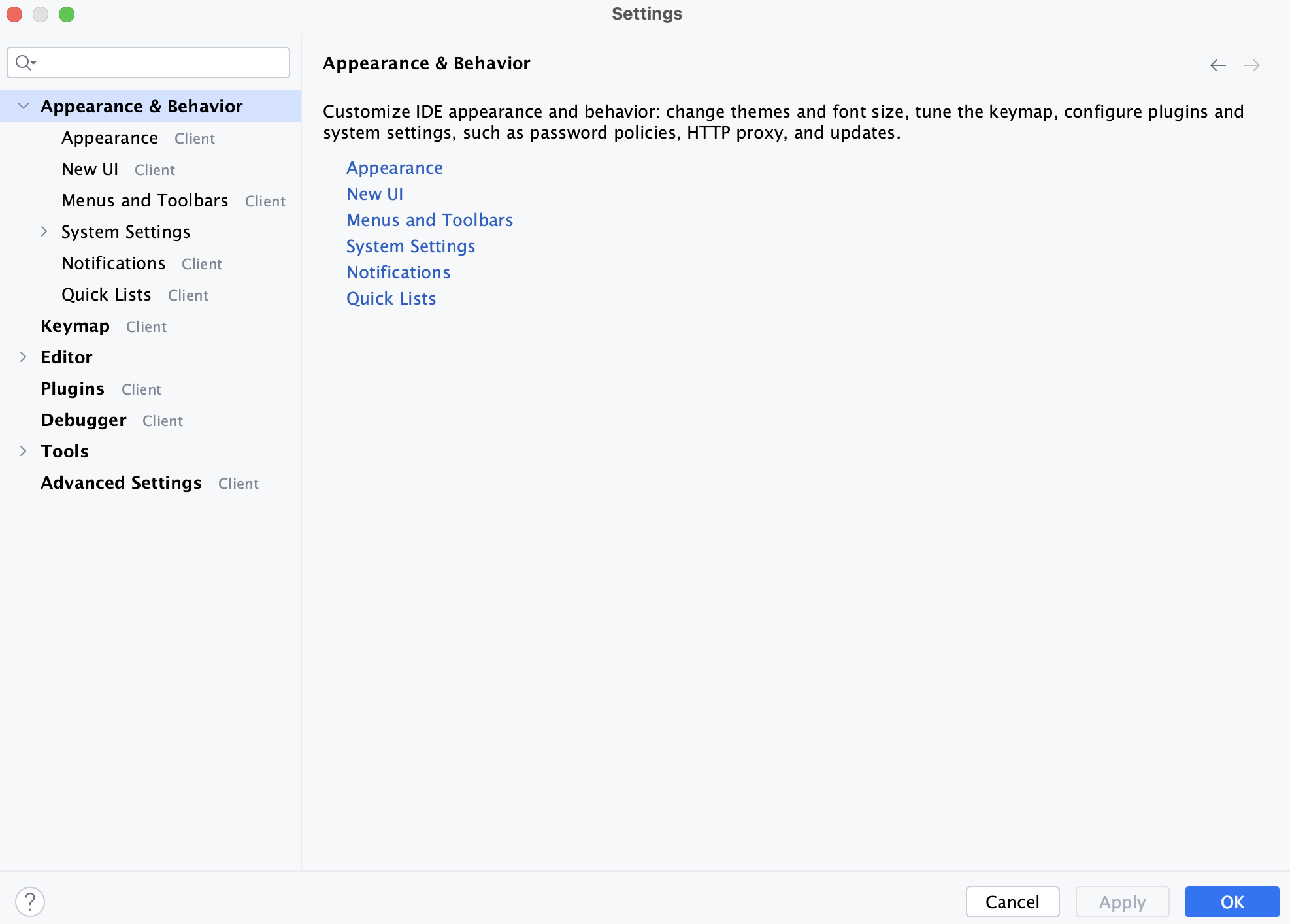 外观与行为设置 外观与行为设置