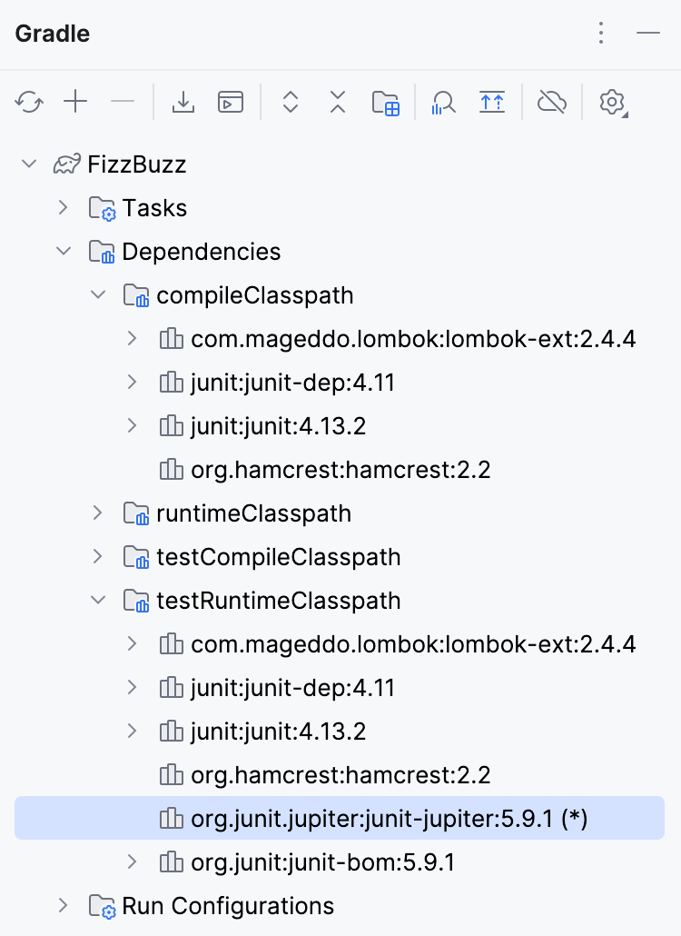 Gradle tool window: cyclic dependencies Gradle tool window: cyclic dependencies