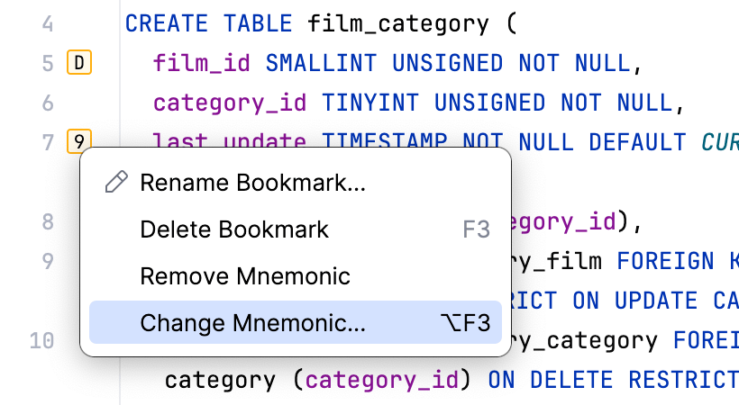 Changing a mnemonic identifier for a bookmark Changing a mnemonic identifier for a bookmark