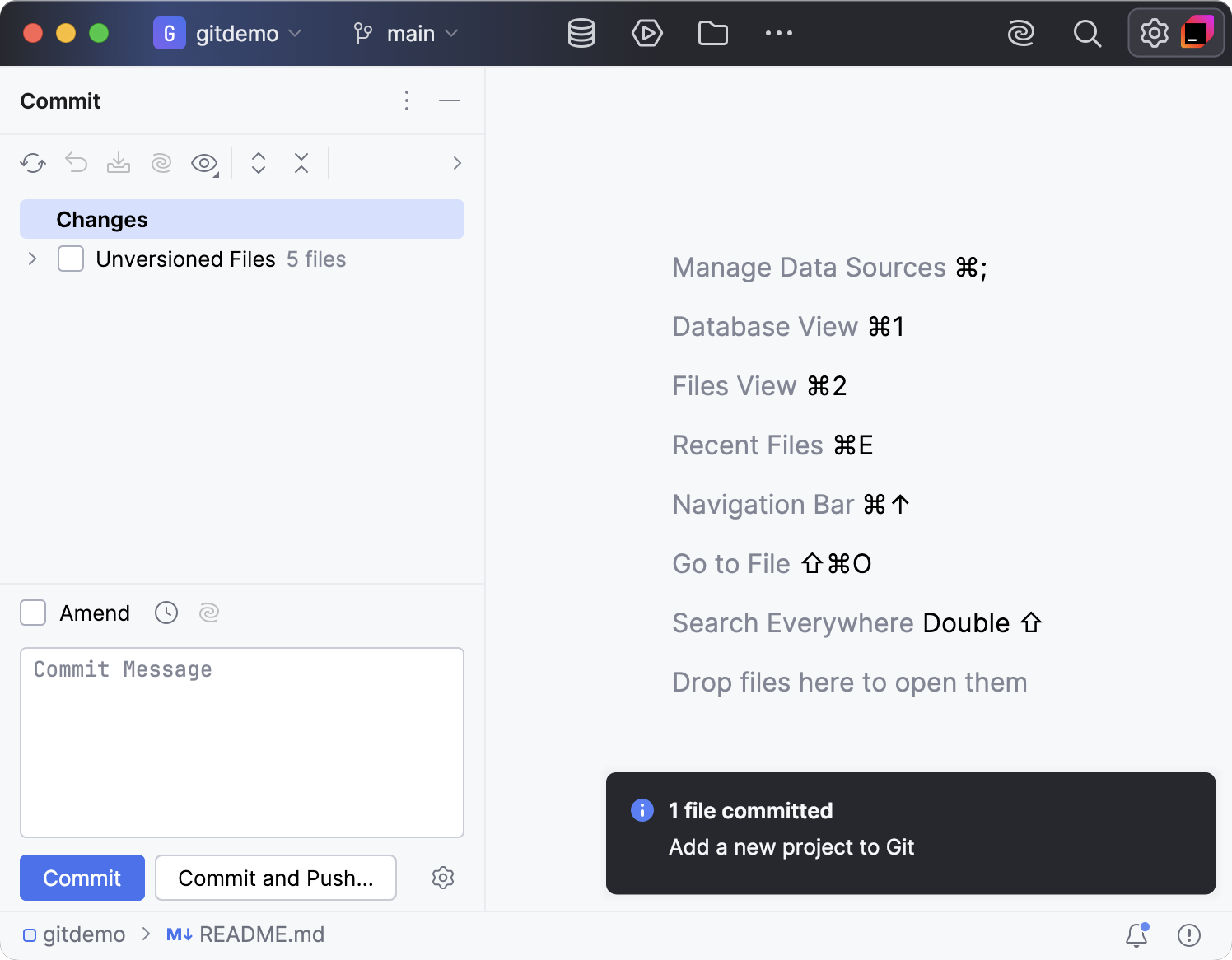 The Files Commited notification The Files Commited notification