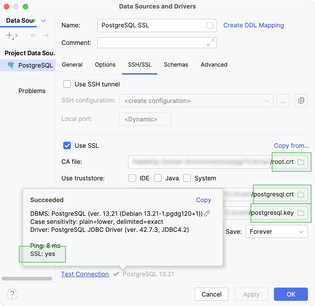 Connect to a database with SSL Connect to a database with SSL
