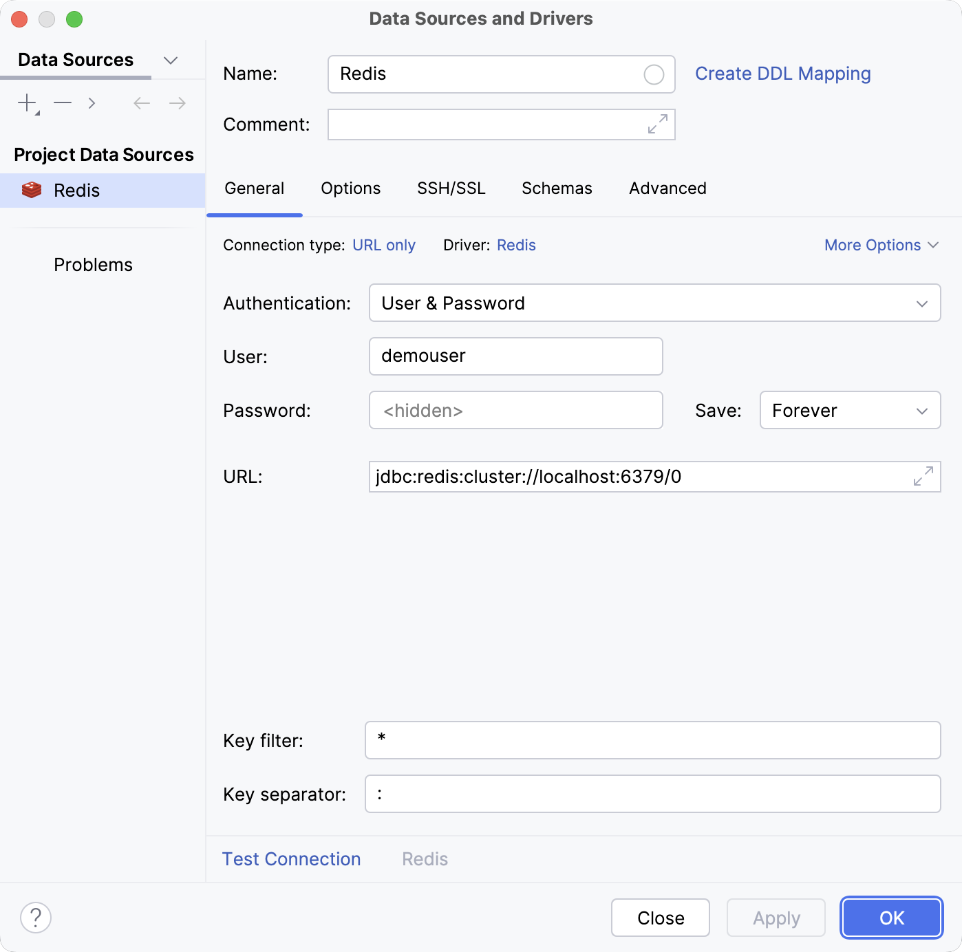 Database connection details