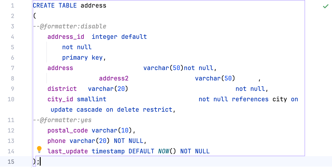Example of using different formatter markers Example of using different formatter markers