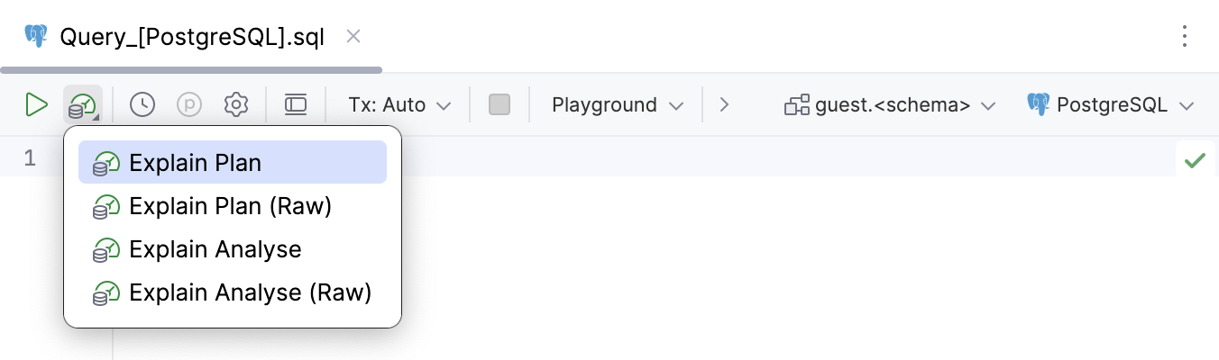Schema and data source lists in the query file toolbar Schema and data source lists in the query file toolbar