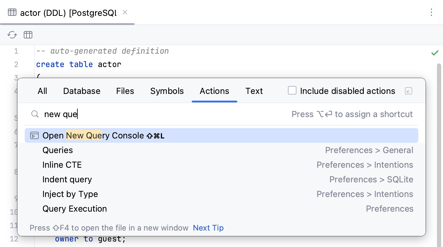 Find a shortcut for an action Find a shortcut for an action