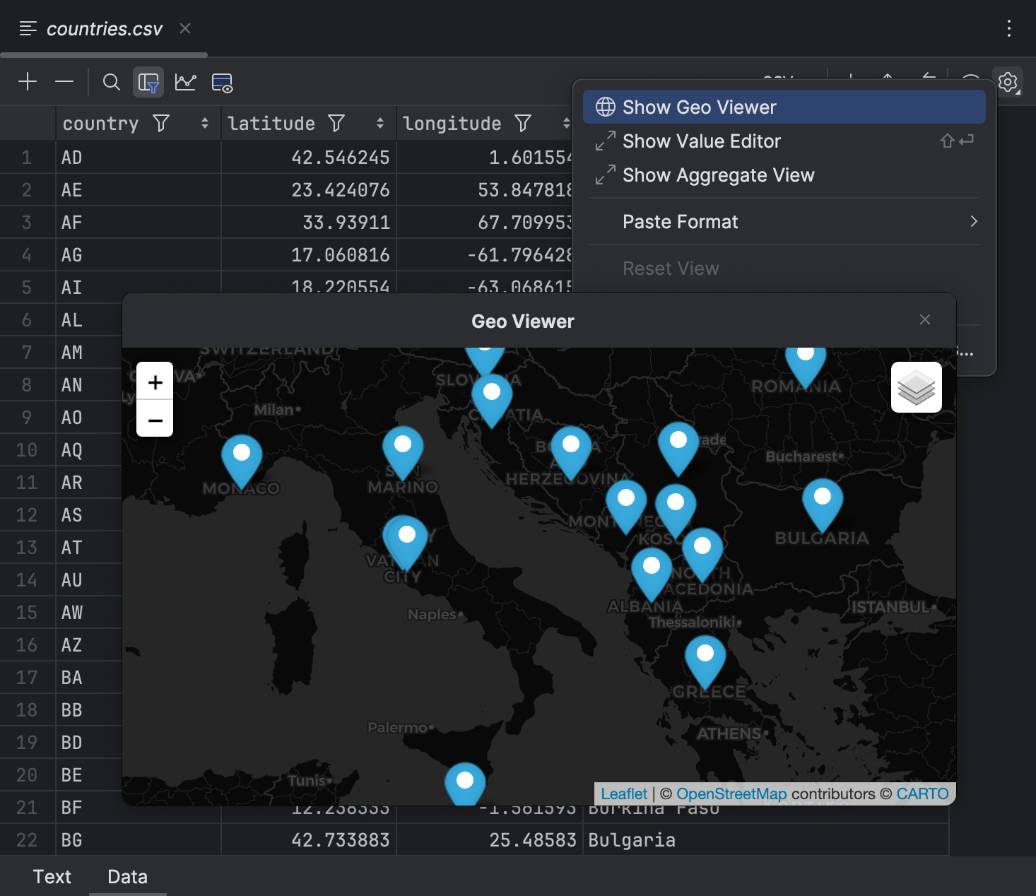 View data | DataSpell Documentation