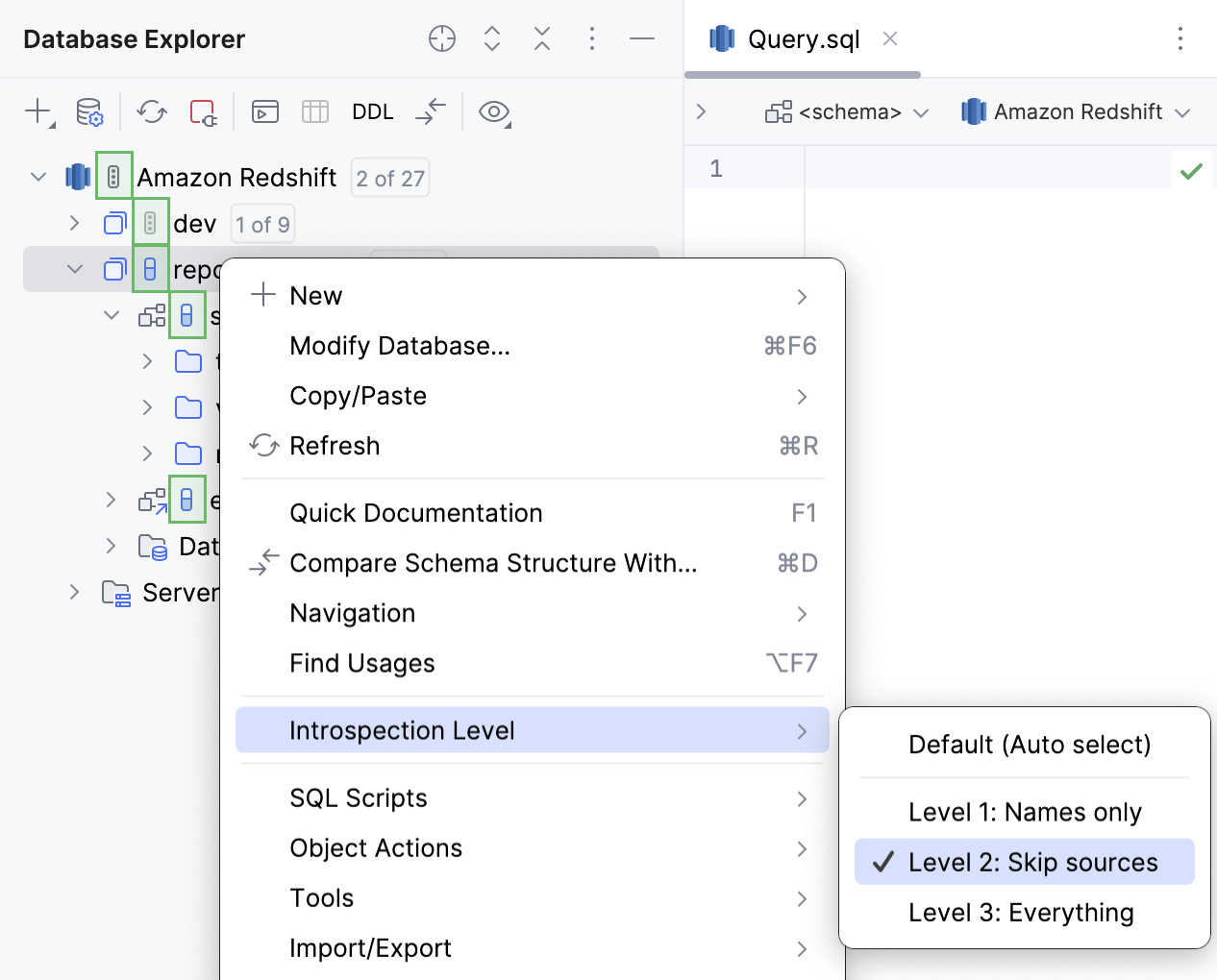 Introspection by levels for PostgreSQL and Microsoft SQL Server Introspection by levels for PostgreSQL and Microsoft SQL Server